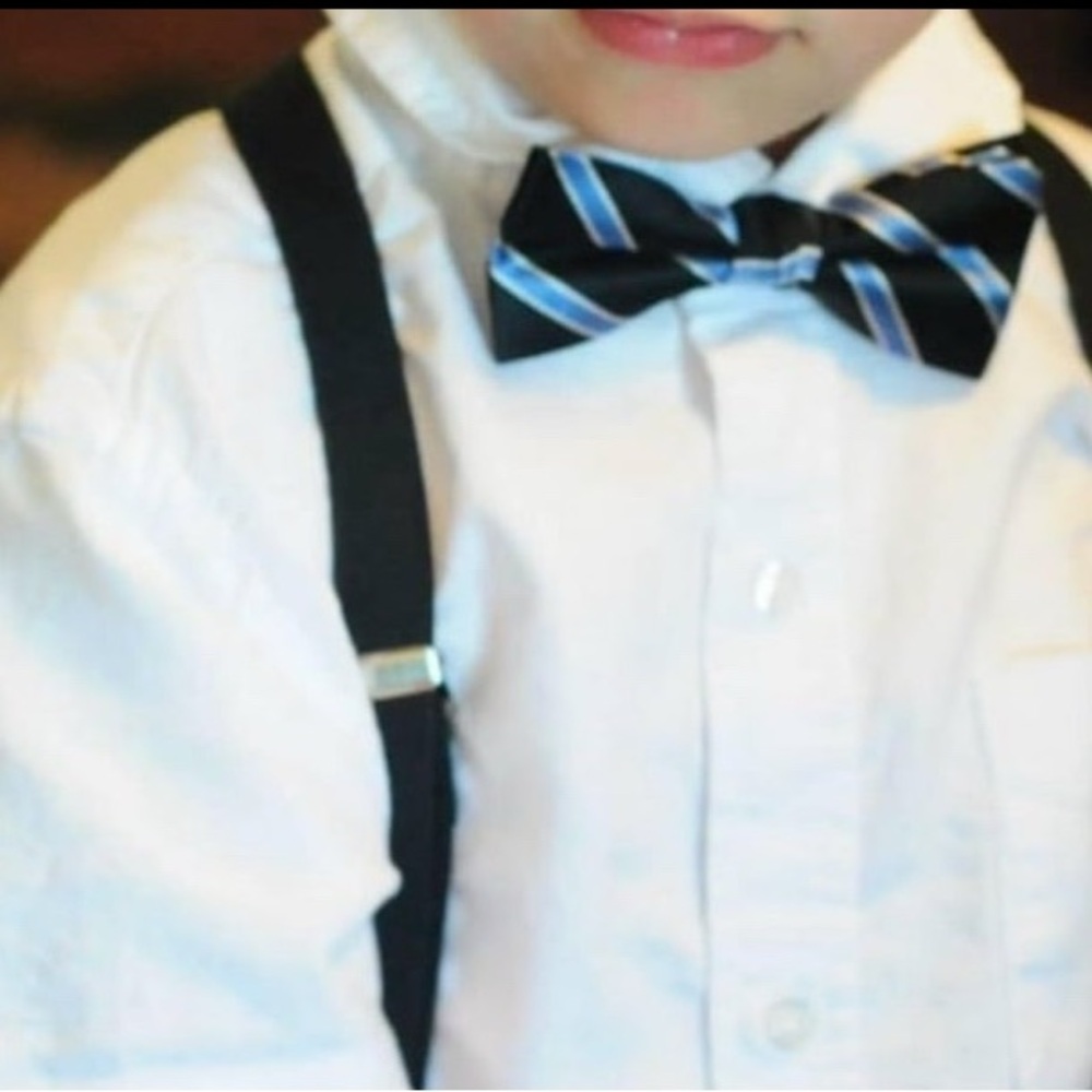 Nautica Classic Black and Blue Striped Bow Tie for Kids